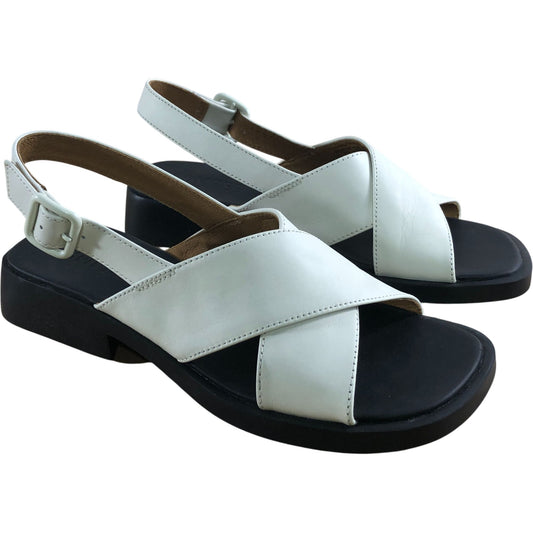 Camper Dana UK7 Women's White Leather Slingback Sandals