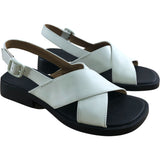 Camper Dana UK7 Women's White Leather Slingback Sandals