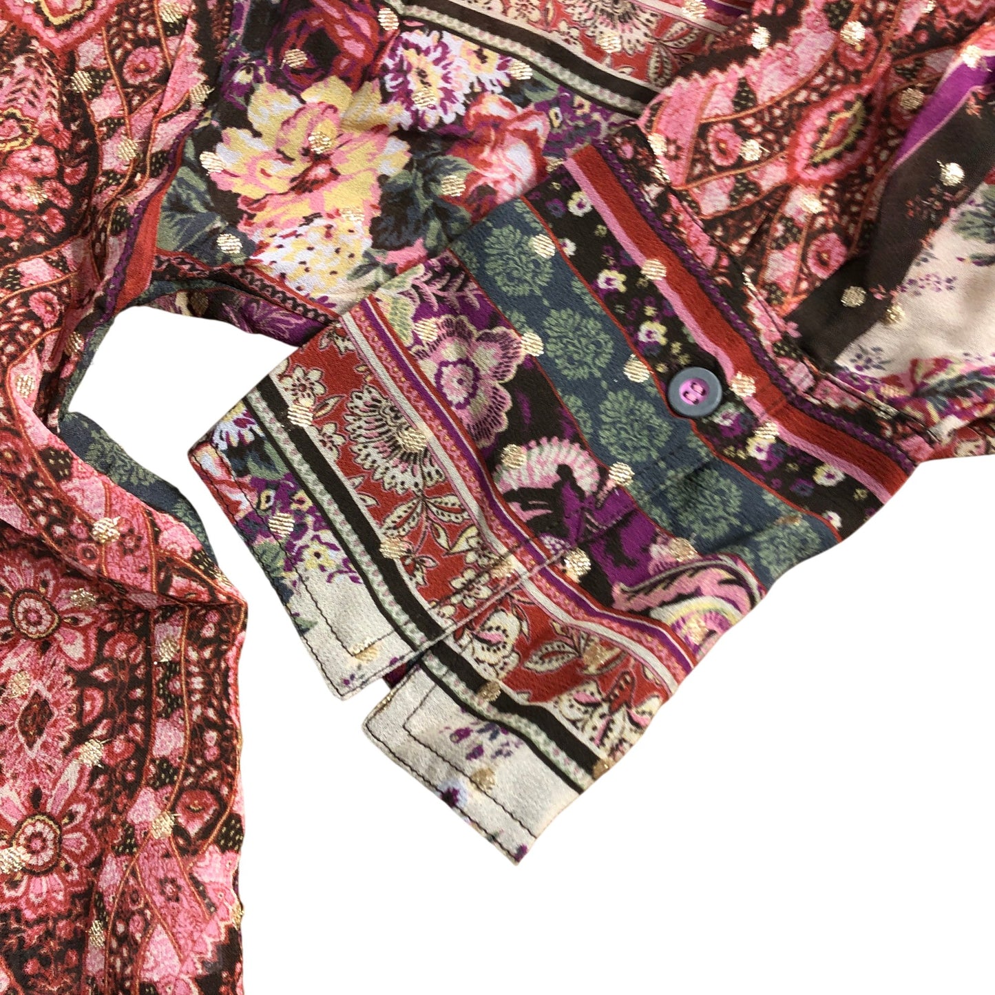 River Island Mixed Pattern Floral Blouse UK12 Women's Relaxed Fit Button Up Top