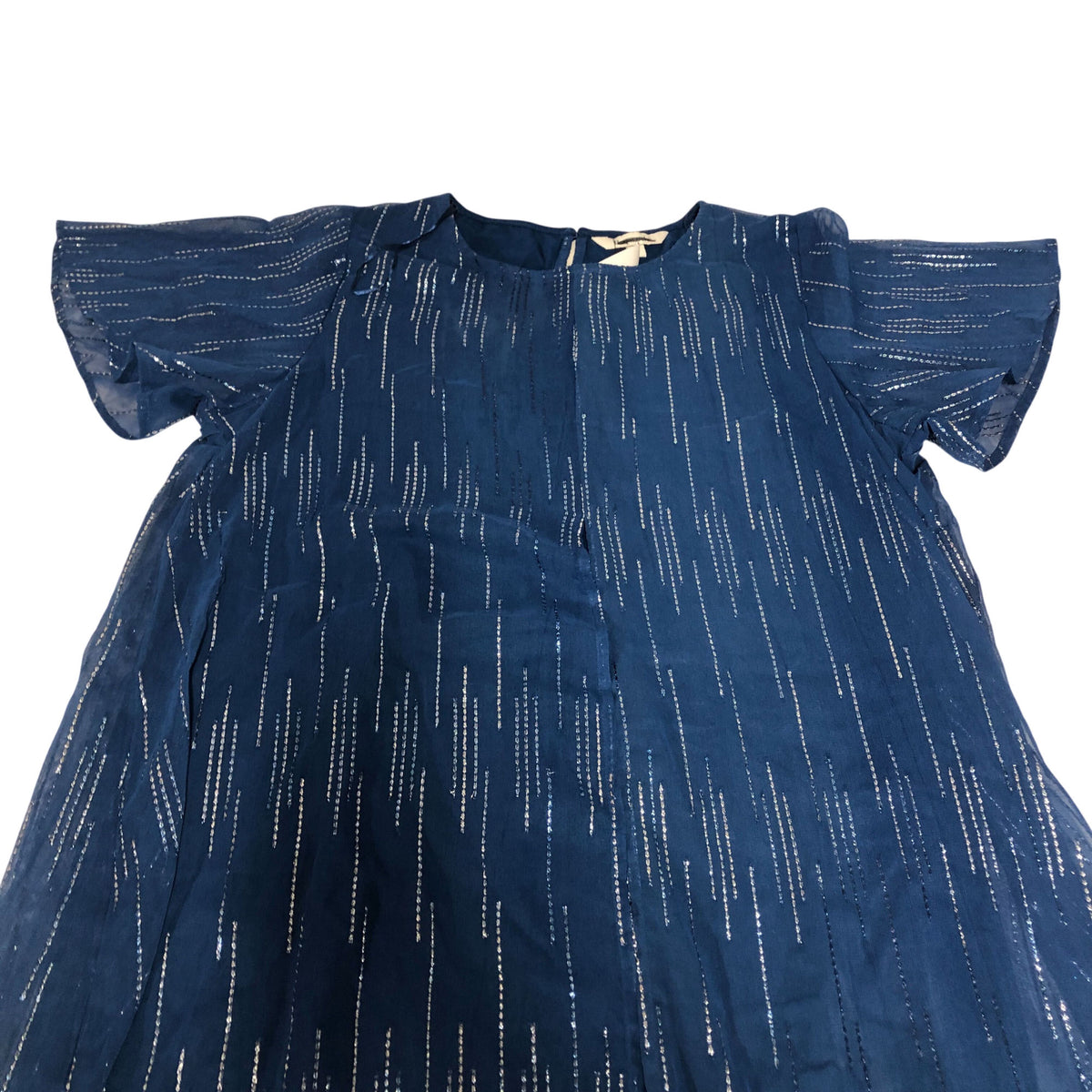 Branded Navy Blue Dress UK18 Women's Short Sleeve Shimmering Maxi Style