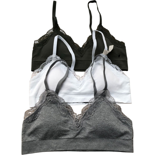 Three Pack Wire Free Bralettes Olive Black White