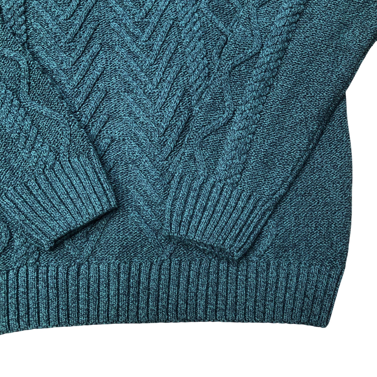 Crew Clothing Company Quarter Zip Neck Cable Sweater Dark Green Size M