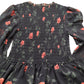 River Island Floral Smock Dress UK6 Women's Long Sleeve Black With Roses