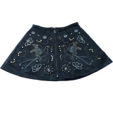 Embellished Bird Design Black Mini Skirt Size 4