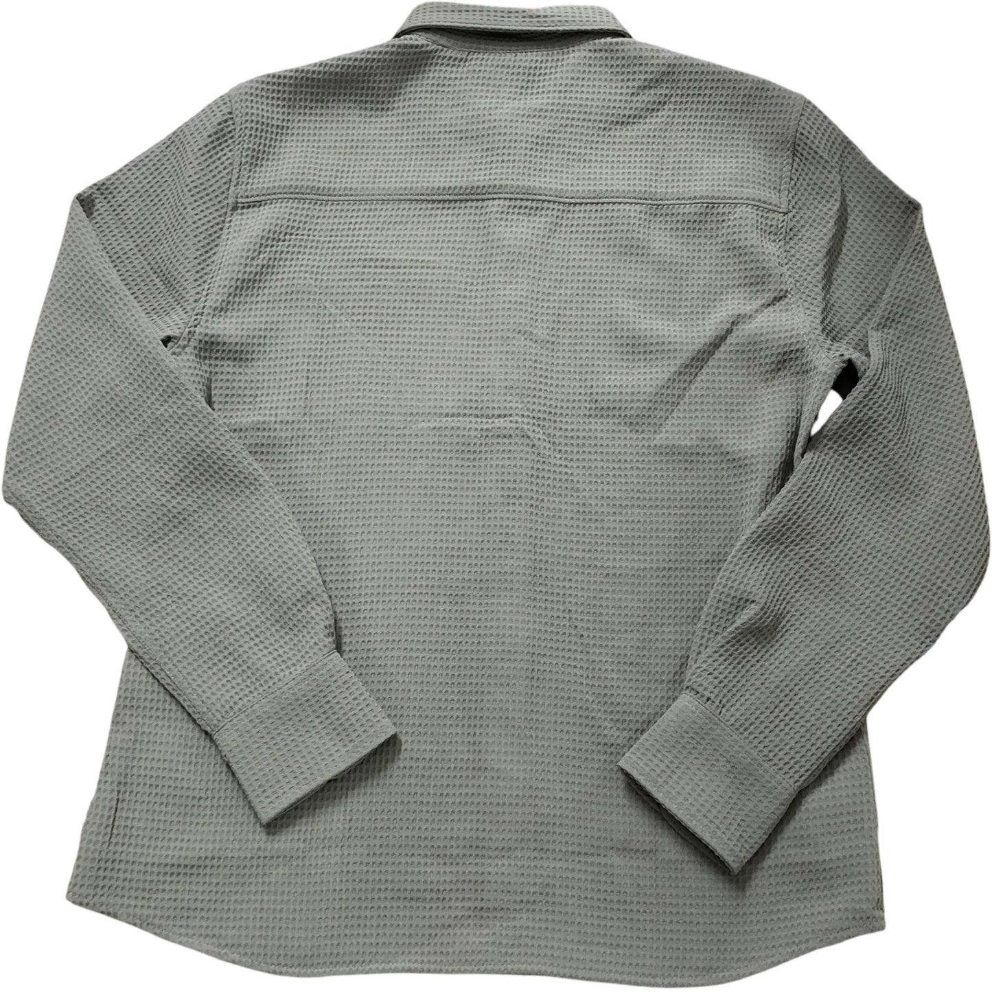 River Island Waffle Shirt L Men's Pale Khaki Casual Top Long Sleeve Button Up