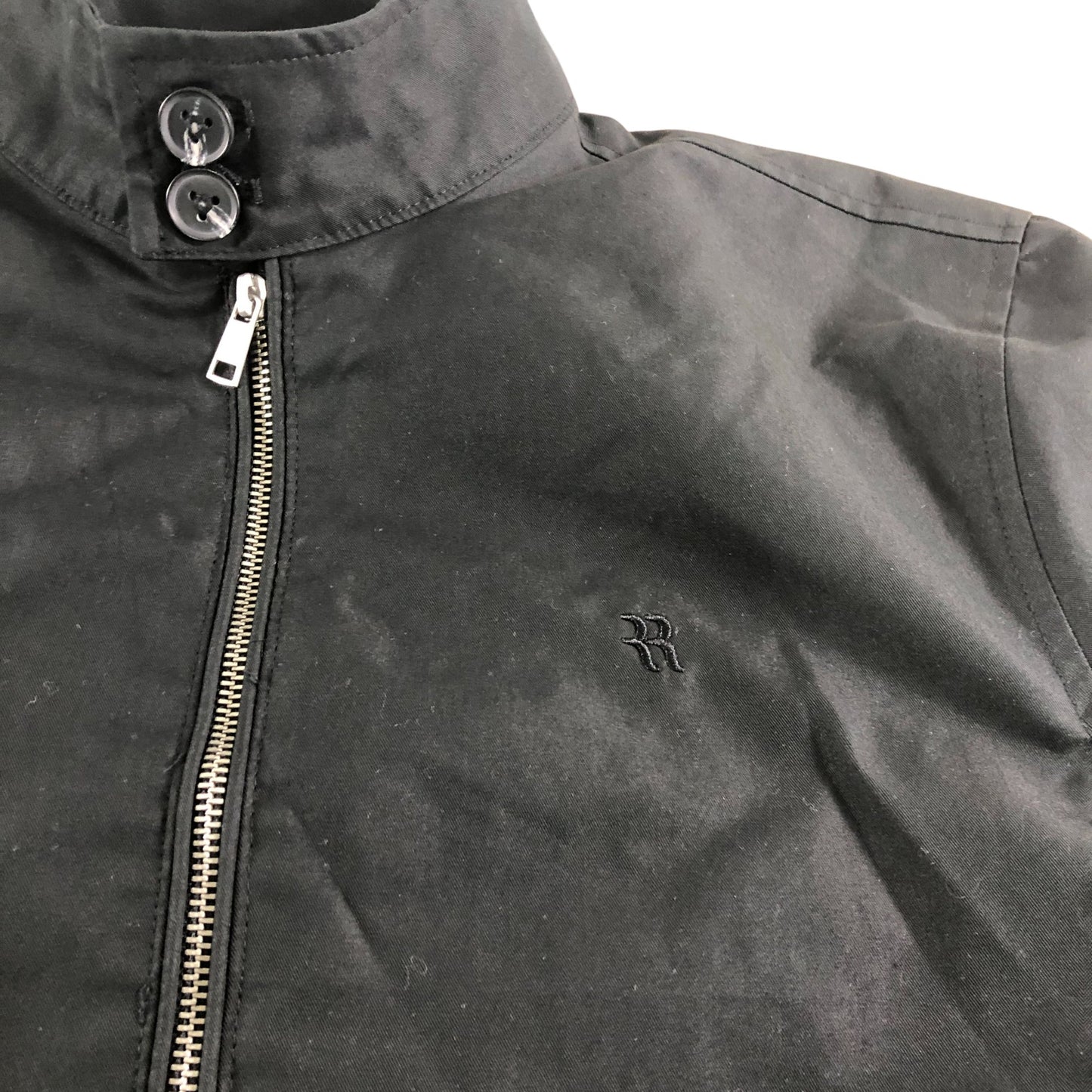 River Island Bomber Jacket M Men's Black Cotton Blend Zip Up