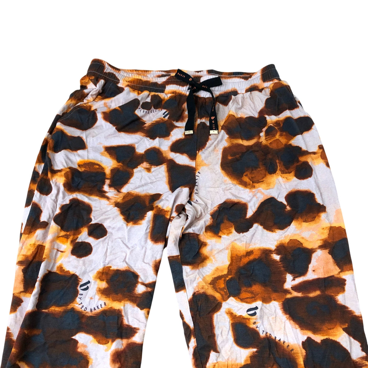 Women's Nightwear Orange Brown Animal Print Jogger Pants UK12