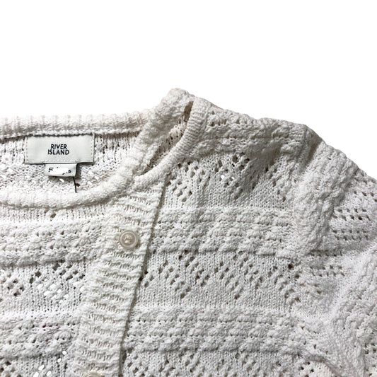 River Island Girls Cardigan 11-12 Years White Knitted Long Sleeve Lightweight