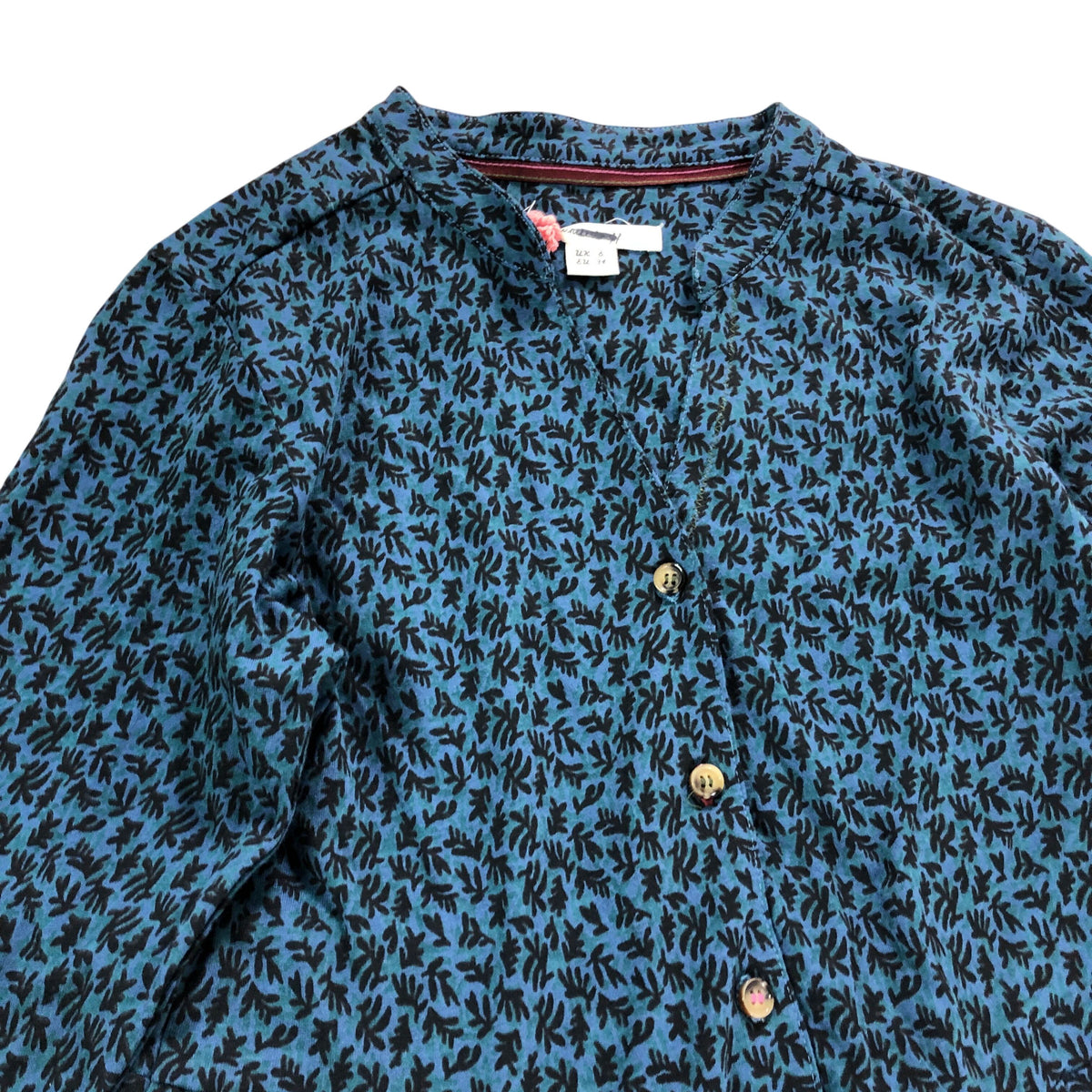 Floral Maxi Dress UK6 Women's Long Sleeve Teal