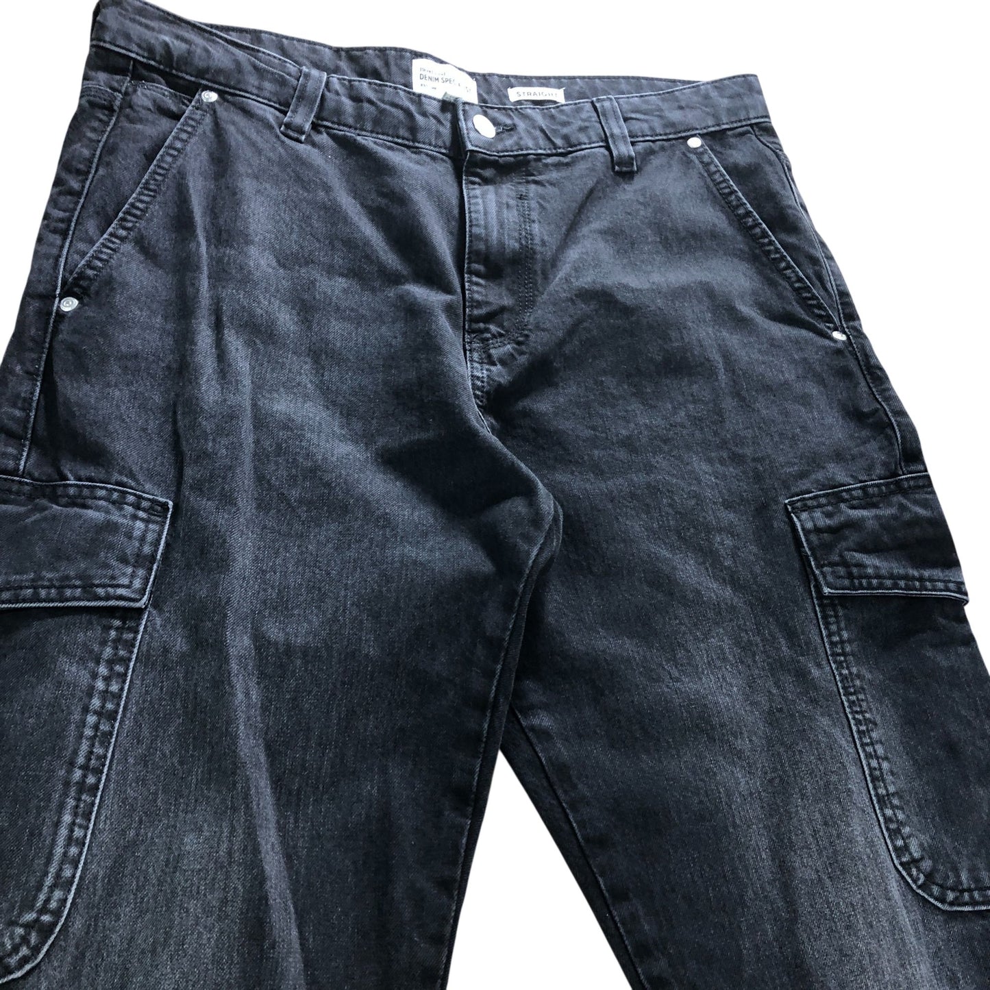 River Island Straight Black Jeans W32 L30 Men's Casual Cargo Style Trousers