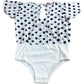 Dancing Leopard Polka Dot Bodysuit UK6 Women's White Black Flared Sleeve V Neck