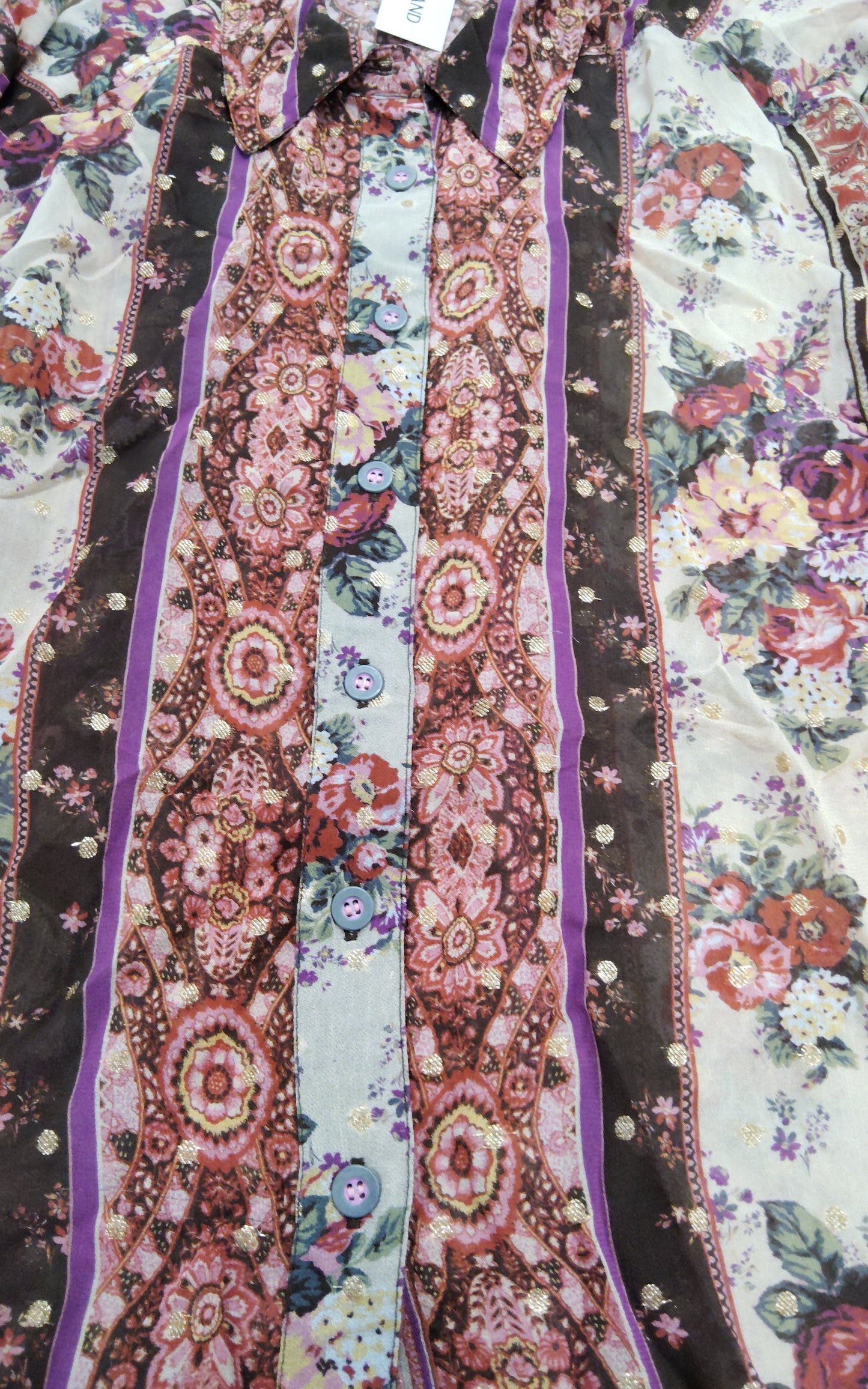 River Island Floral Print Shirt UK14 Women's Relaxed Fit Long Sleeve Blouse