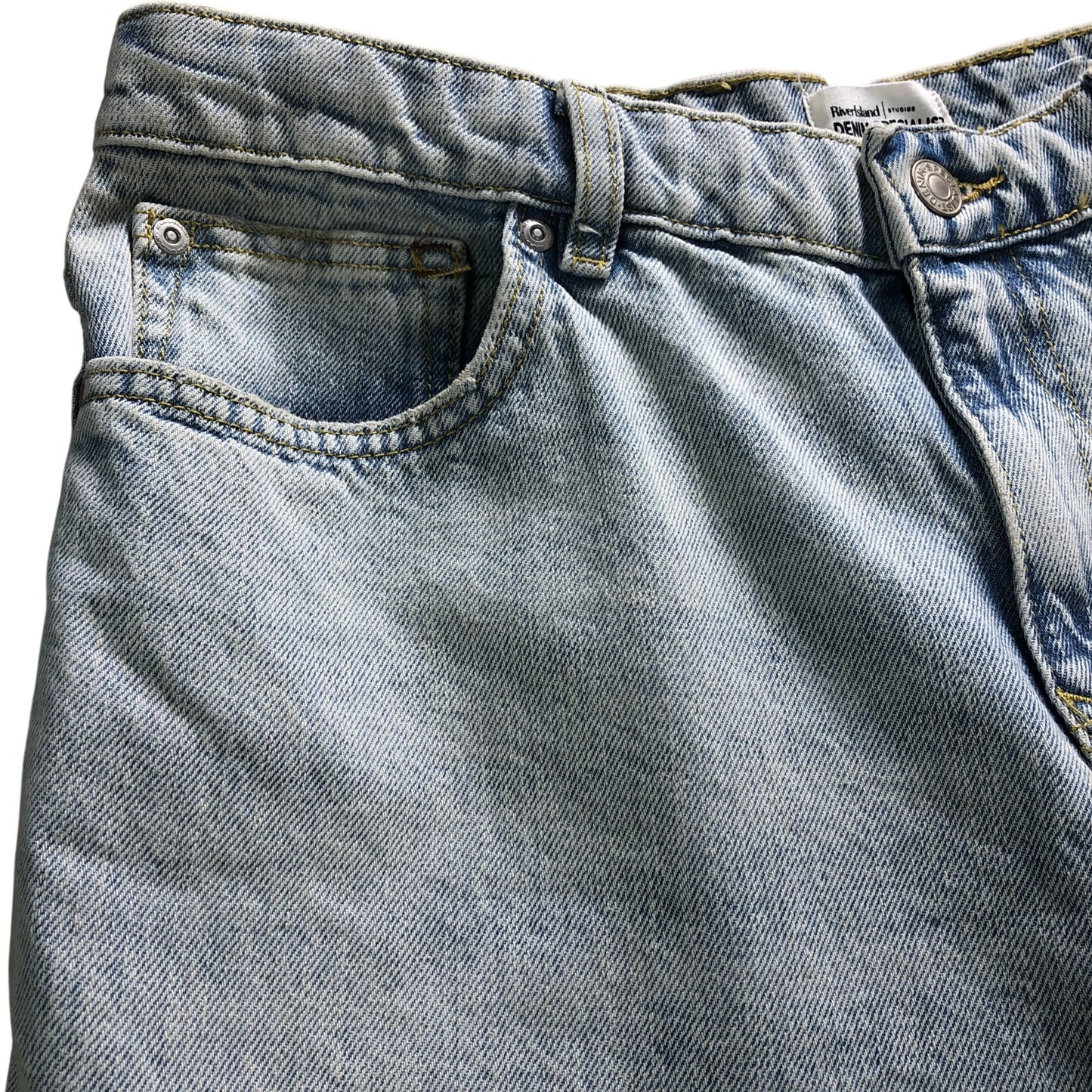River Island Straight Leg Jeans W34 L32 Men's Light Wash Blue Denim