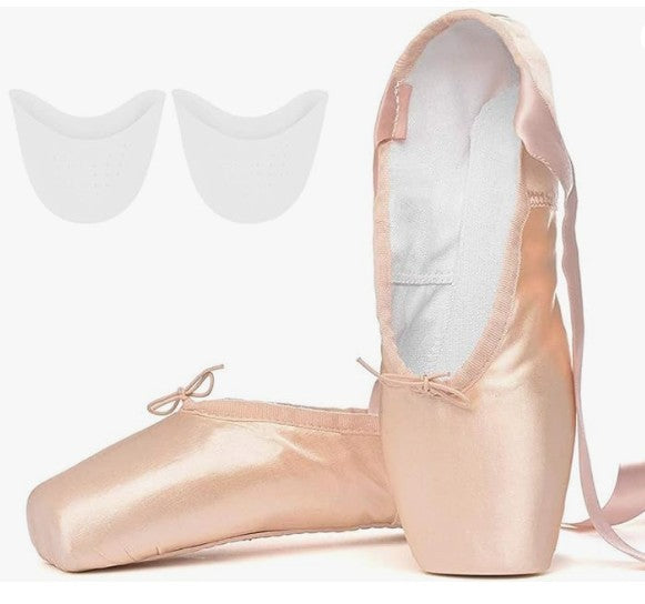 Tancefair Ballet Pointe Shoes Size 33 - UK 1 with Silicone Toe Pads