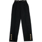 Pleated Trousers Women's High Waist Black Button Detail UK6