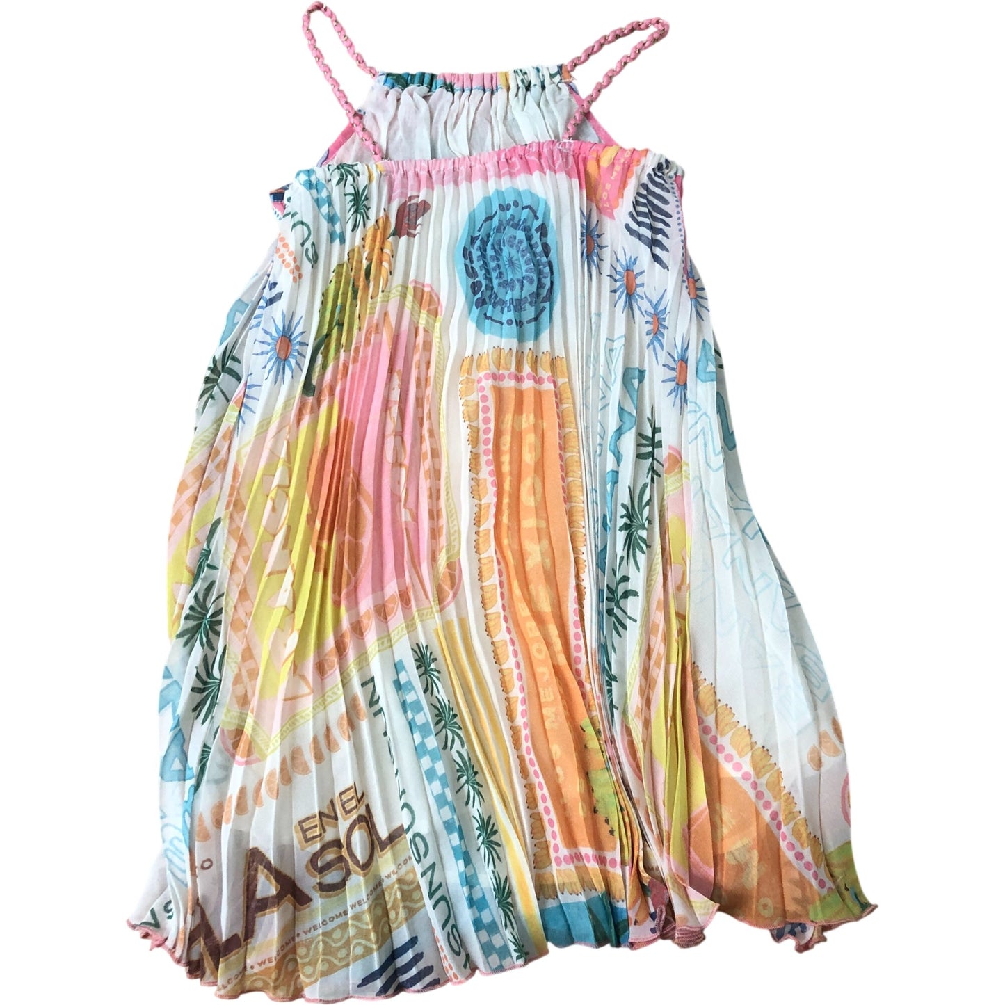 Girls Dress Bright Colourful Patterned Holiday Style Summer Dress 5-6 Years