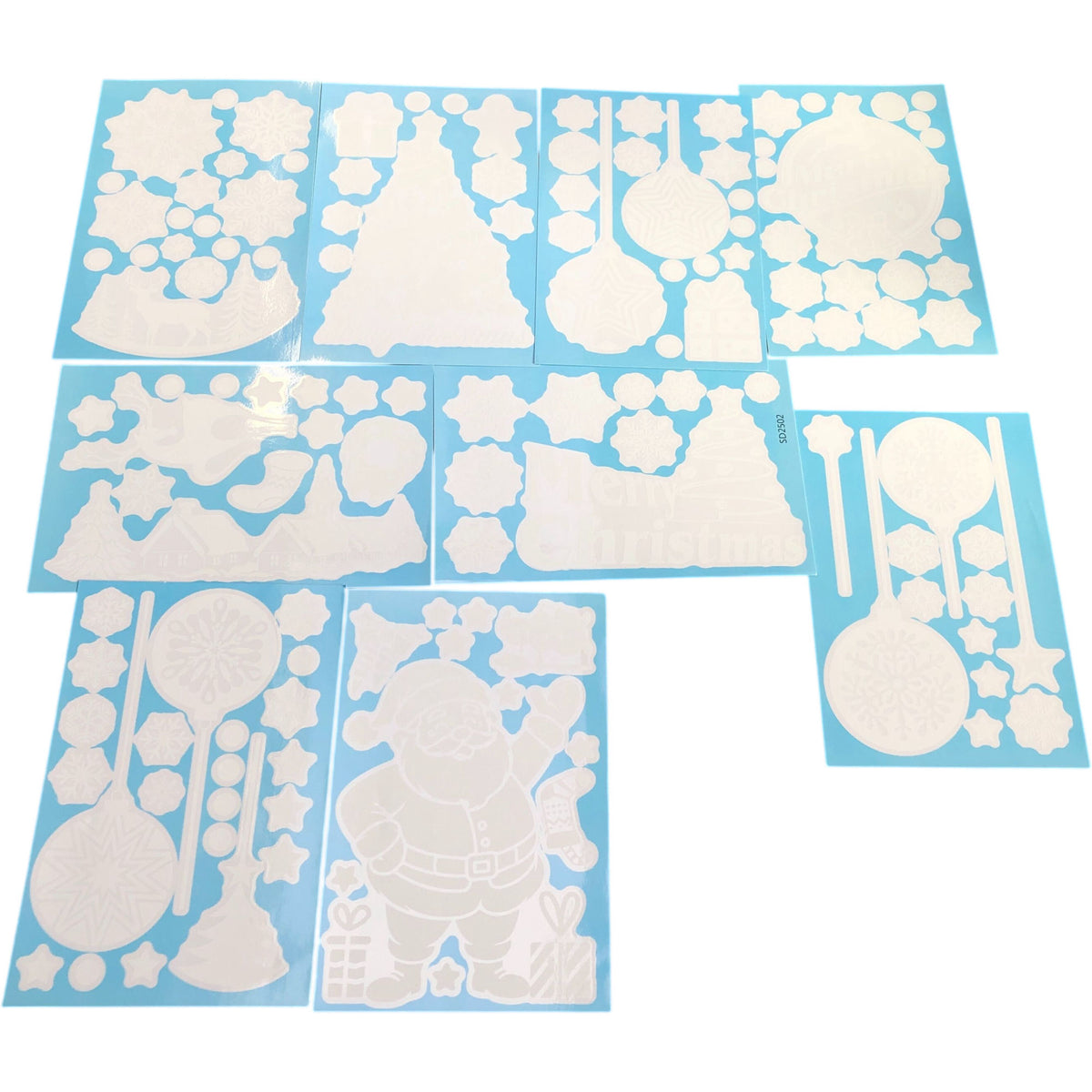 Merry Christmas Window Cling Set S02 Snowflake 9 Sheets