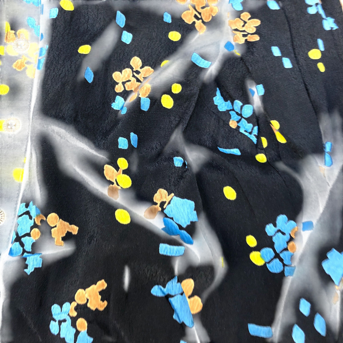 Long Sleeve Shirt Women's Size UK6 Floral Print Black Viscose Top