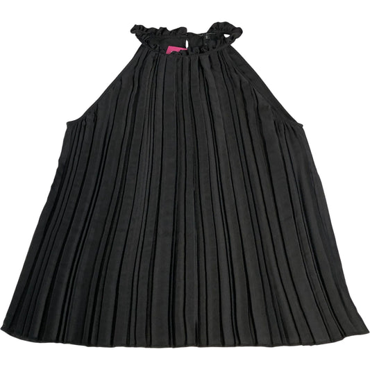 River Island Women's UK12 Sleeveless Pleated Blouse Black Ruffle Neck