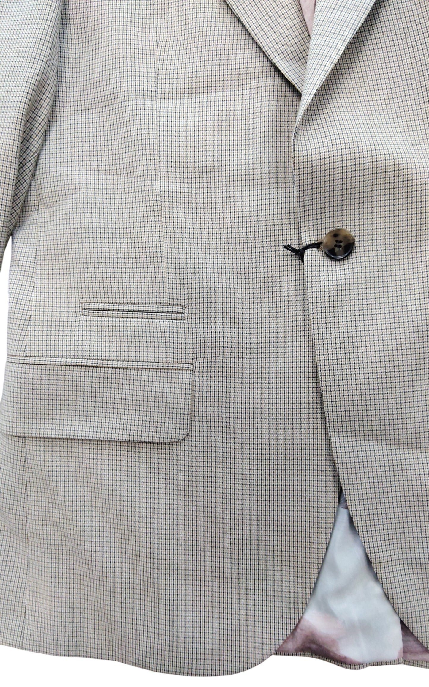 River Island Studios 38R Women's Check Blazer Jacket Cream Checked Pattern