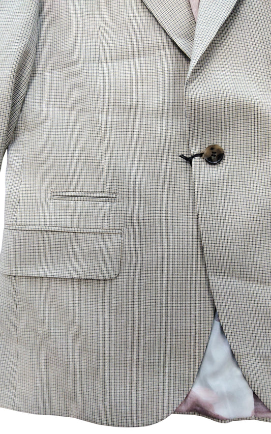 River Island Studios 38R Women's Check Blazer Jacket Cream Checked Pattern