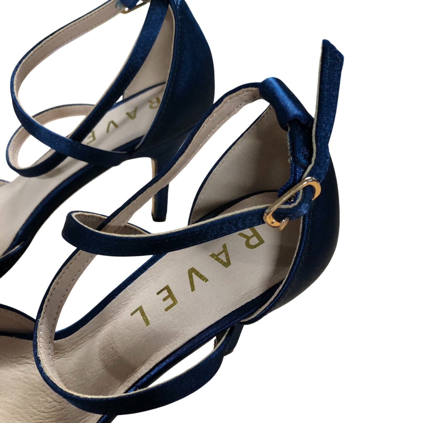 Ravel Strappy Heels UK4 Women's Navy Blue Sparkly Stiletto Shoes