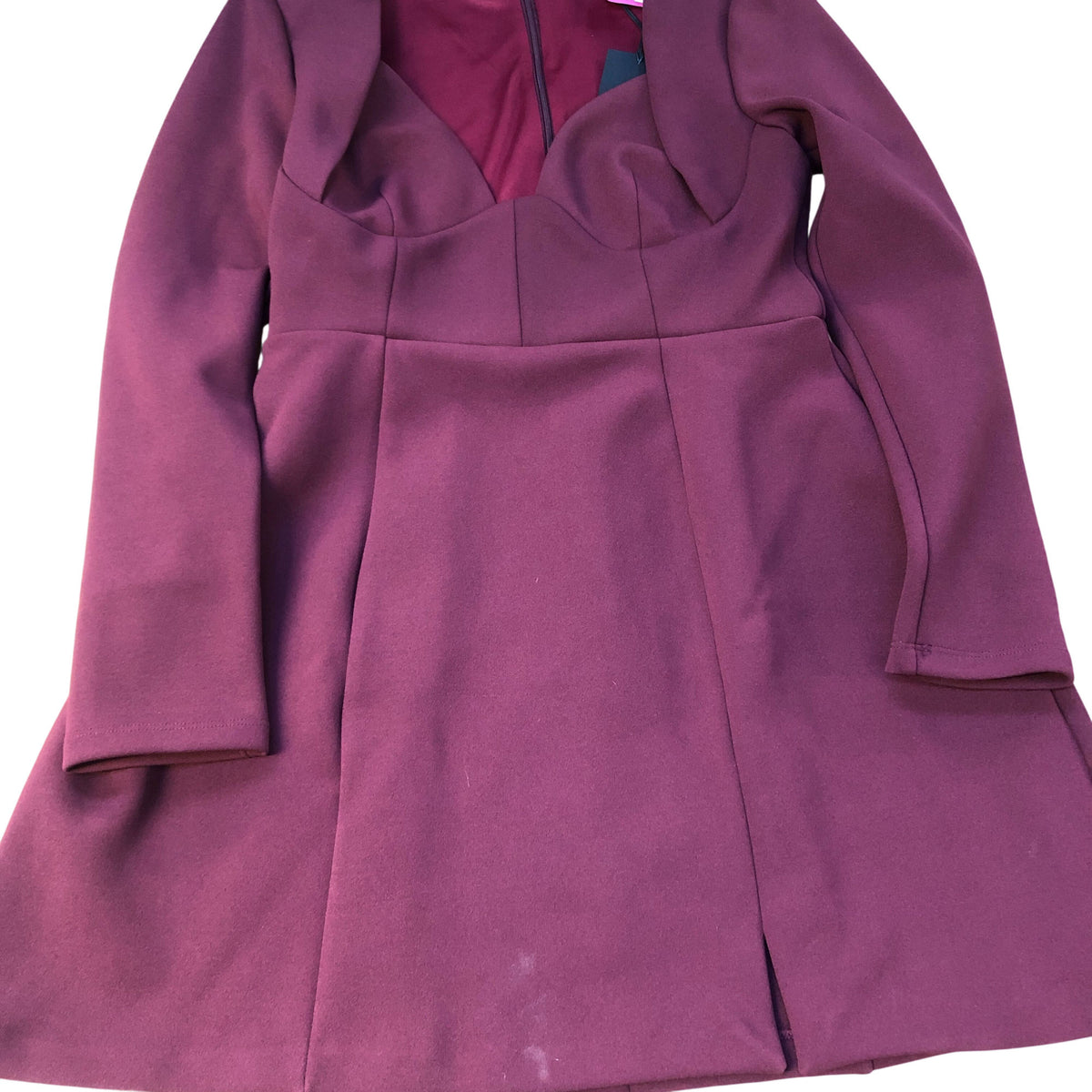 River Island Bodycon Dress Long Sleeve Burgundy Style Elegant Party