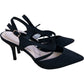 Black Faux Suede Heels Strappy Pointed Toe Shoes Size 7