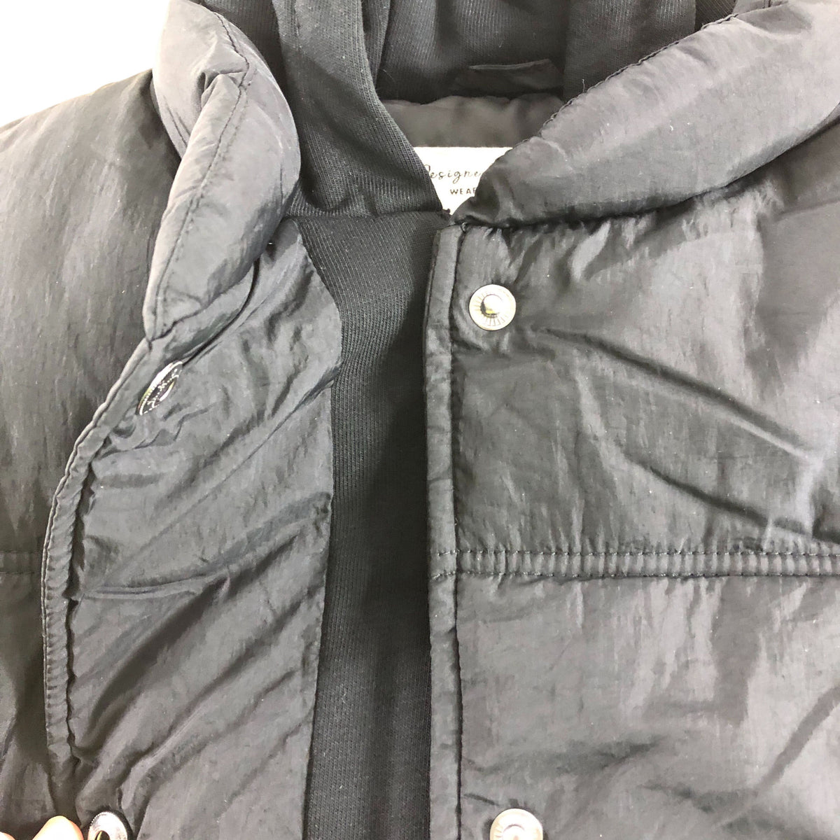 River Island Padded Hooded Vest UK7-8 Years Kids Black Outerwear