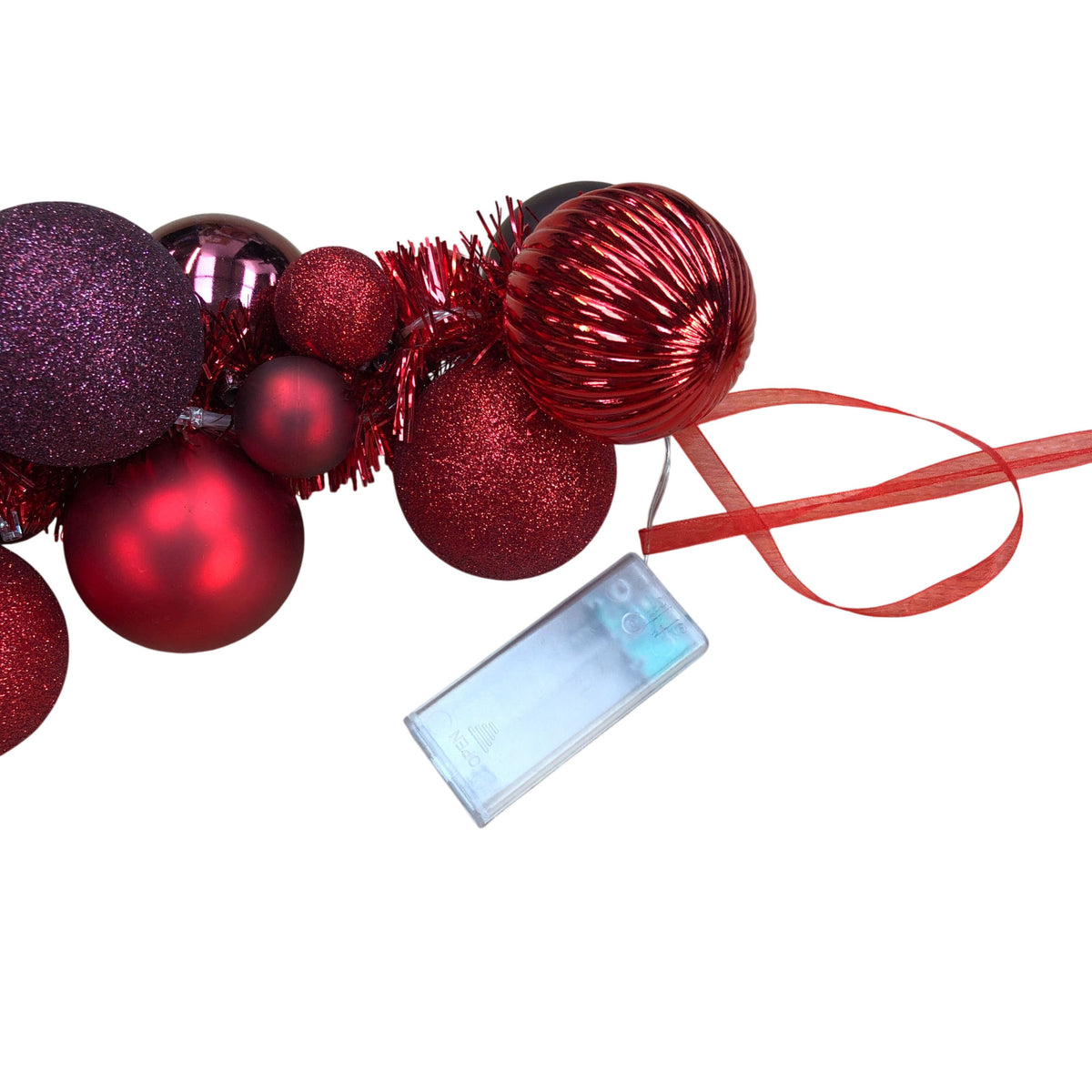 Burgundy Pre Lit Christmas Bauble Garland 145cm