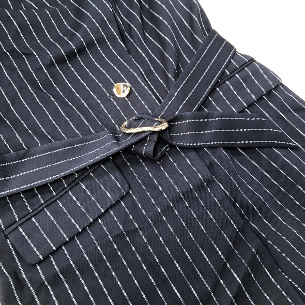 River Island Pinstripe Jacket Women's Sleeveless Belted Formal Style