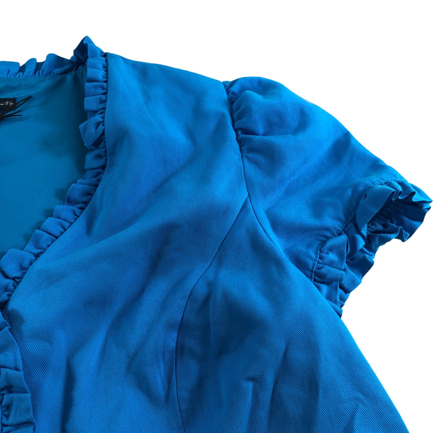 River Island Blue Frill Tailored Top - Size 18