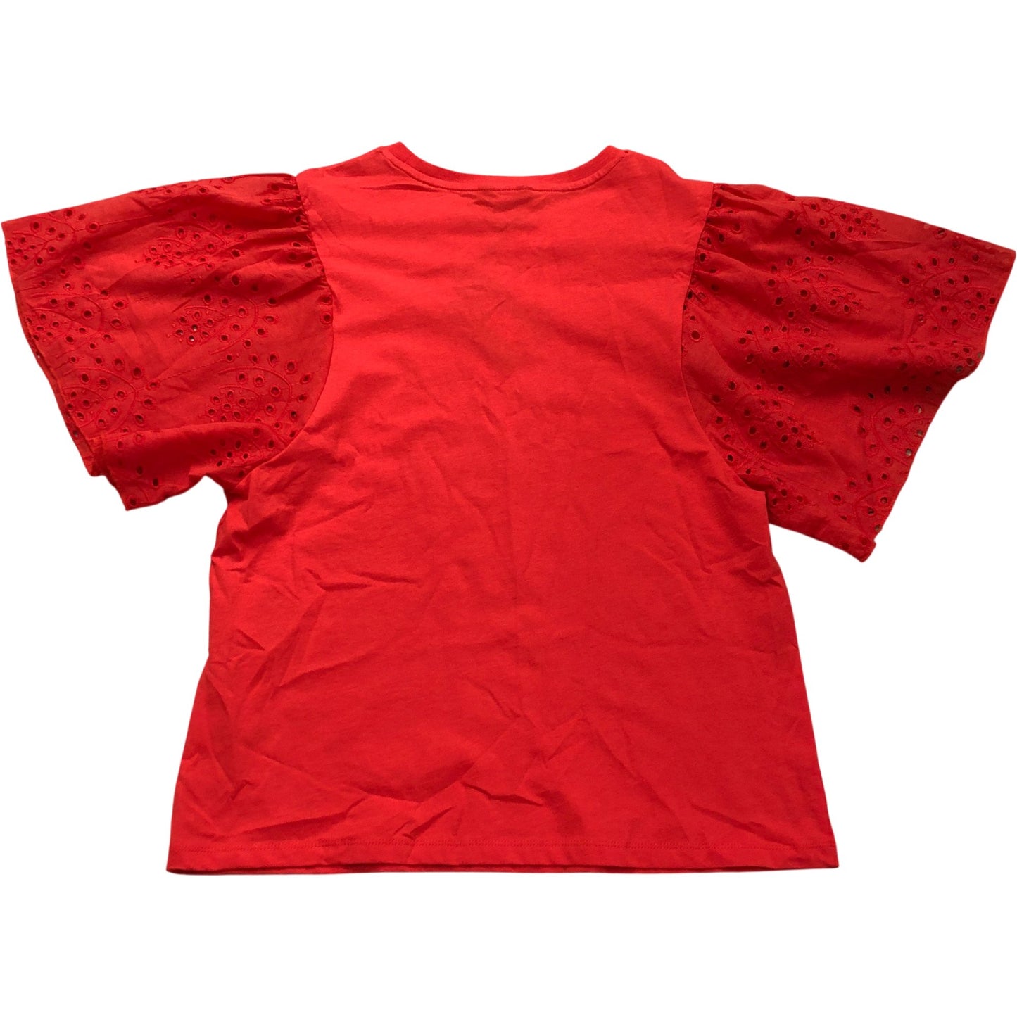 River Island Eyelet Sleeve Top Women's Red Short Sleeve Cotton Blouse S