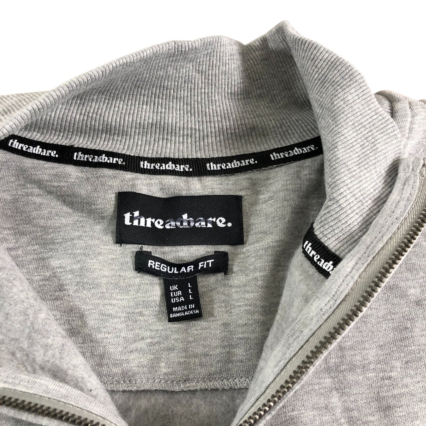 Threadbare 2XL Women's Quarter Zip Sweatshirt Grey Regular Fit Lightweight