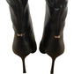 River Island Black Slouch Heeled Knee High Boots UK Size 6