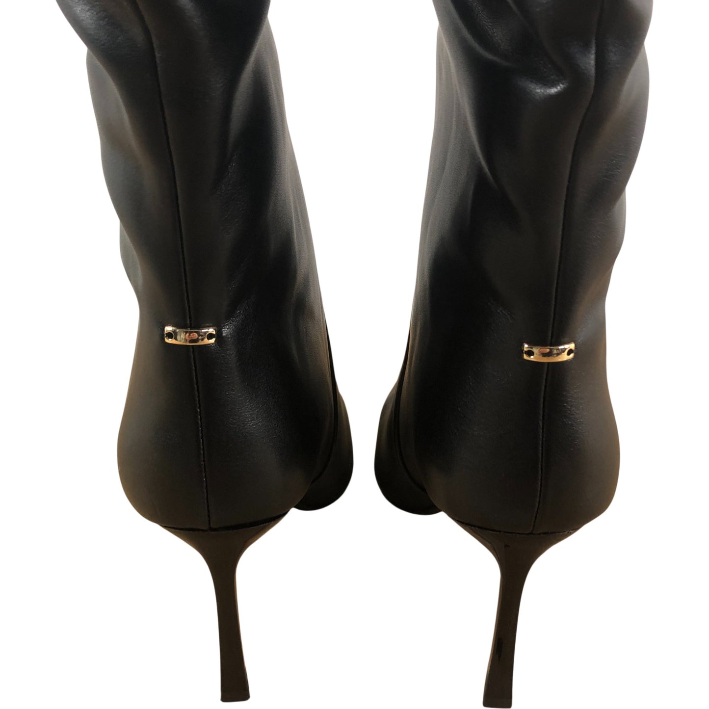 River Island Black Slouch Heeled Knee High Boots UK Size 6