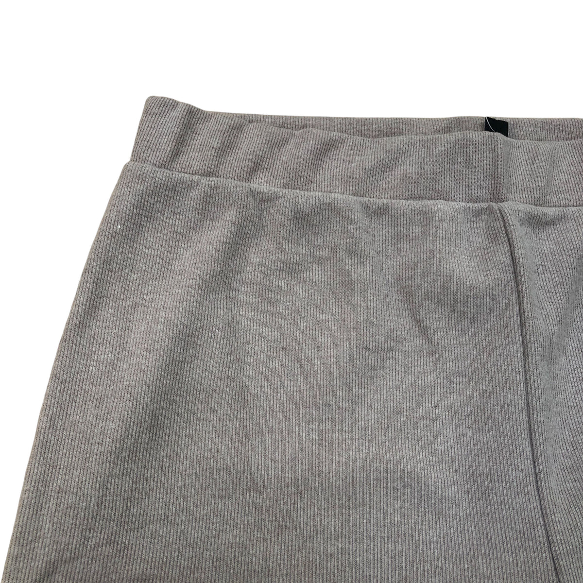 Wide Leg Trousers Grey Ribbed Fabric Soft Feel