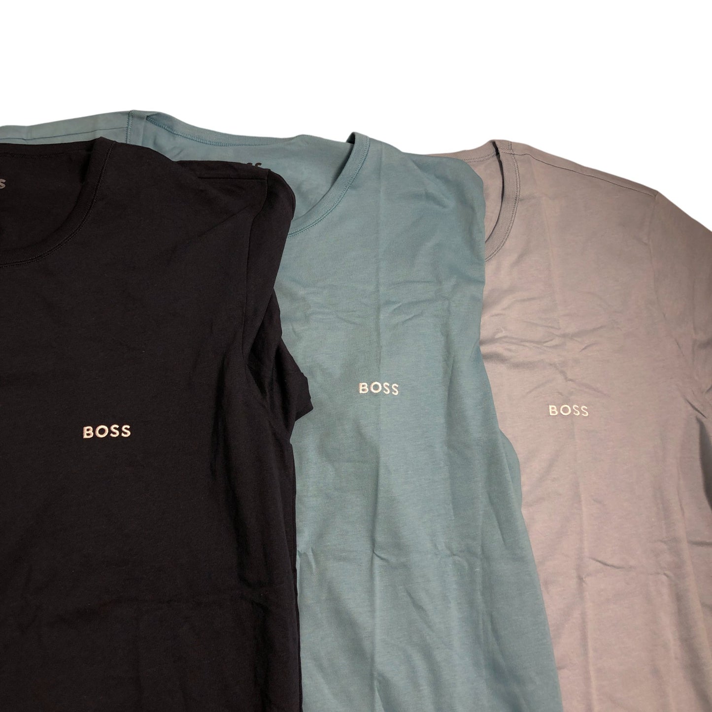 BOSS 3 Pack T-Shirts XXL Men's Casual Cotton Top Navy Sky Blue Light Blue