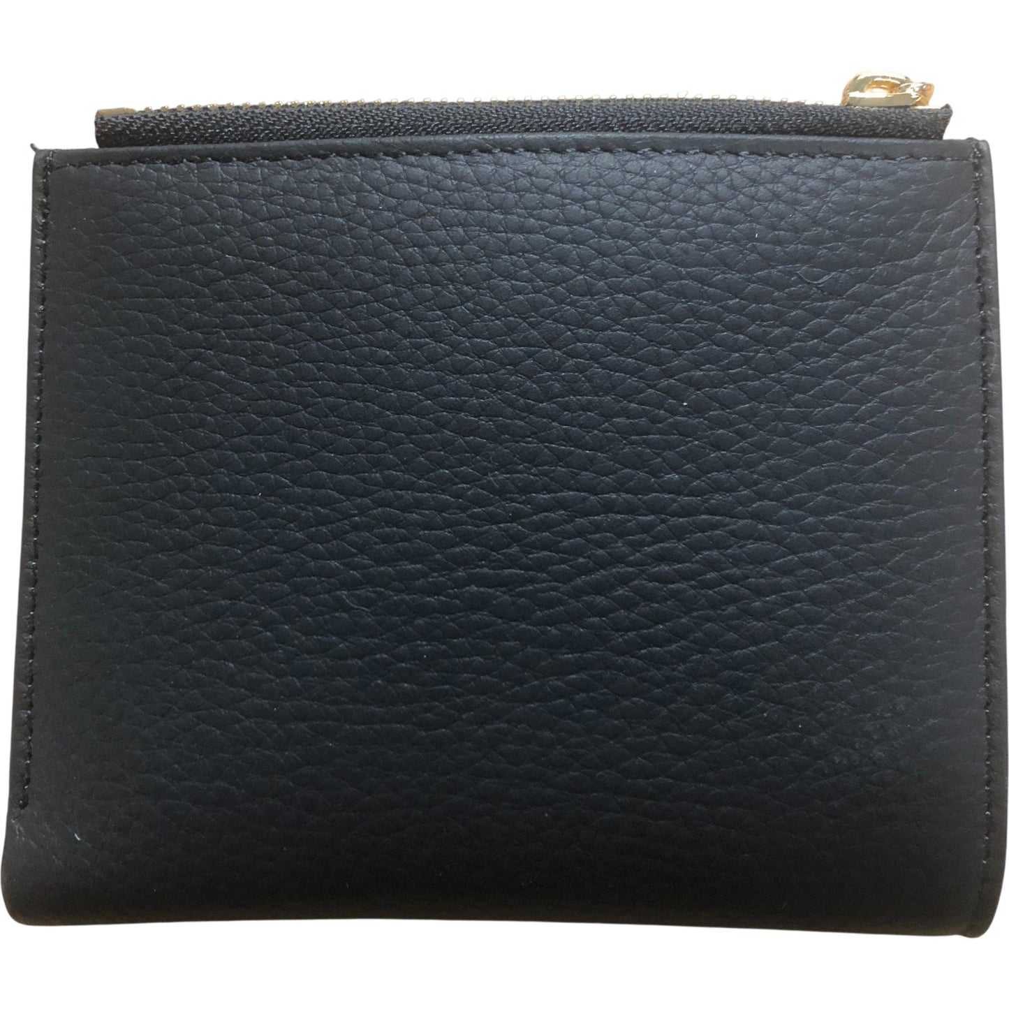 Grande 2805 Small Leather Bifold Wallet Black Genuine Leather Zip Closure
