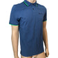 Ben Sherman Small Polo Shirt Men's Riviera Blue Short Sleeve Green Trim