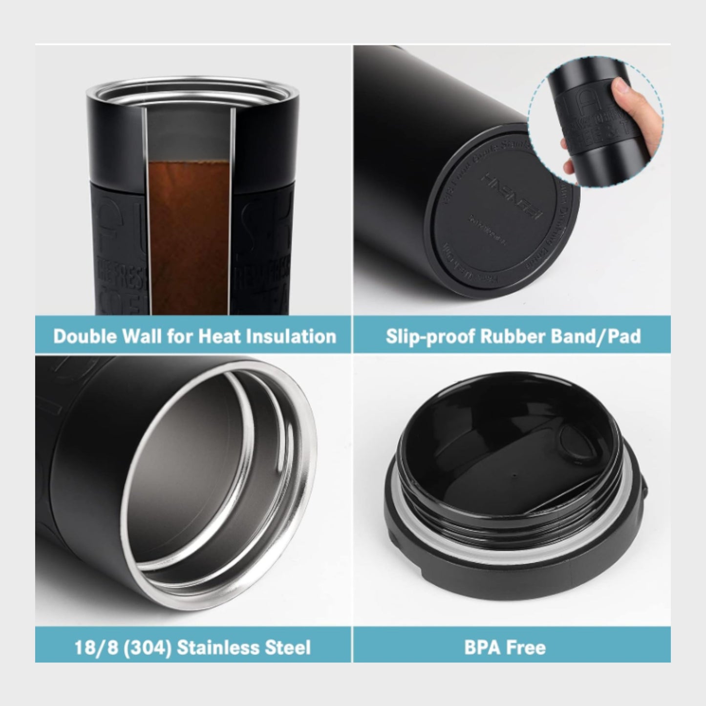 Black Insulated Travel Mug 550ml