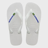 White Havaianas  Brazil Logo Flip Flops