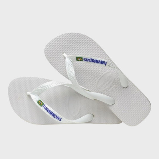 White Havaianas  Brazil Logo Flip Flops