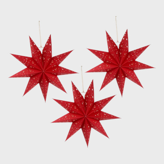 3pcs Red Festive Star Decorations