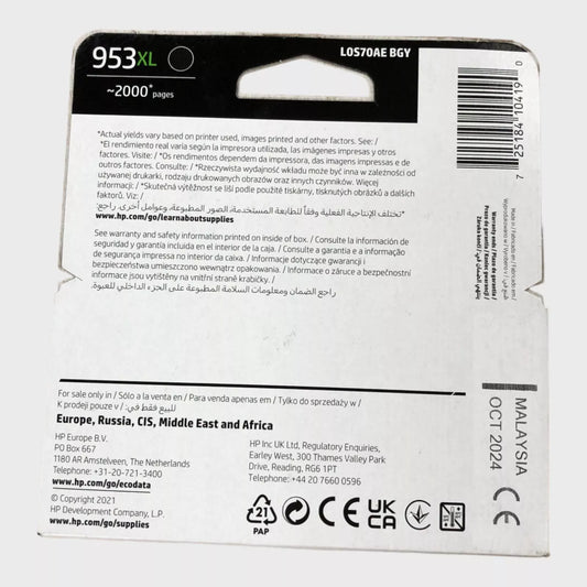 HP L0S70AE 953XL High Yield Black Ink Cartridge