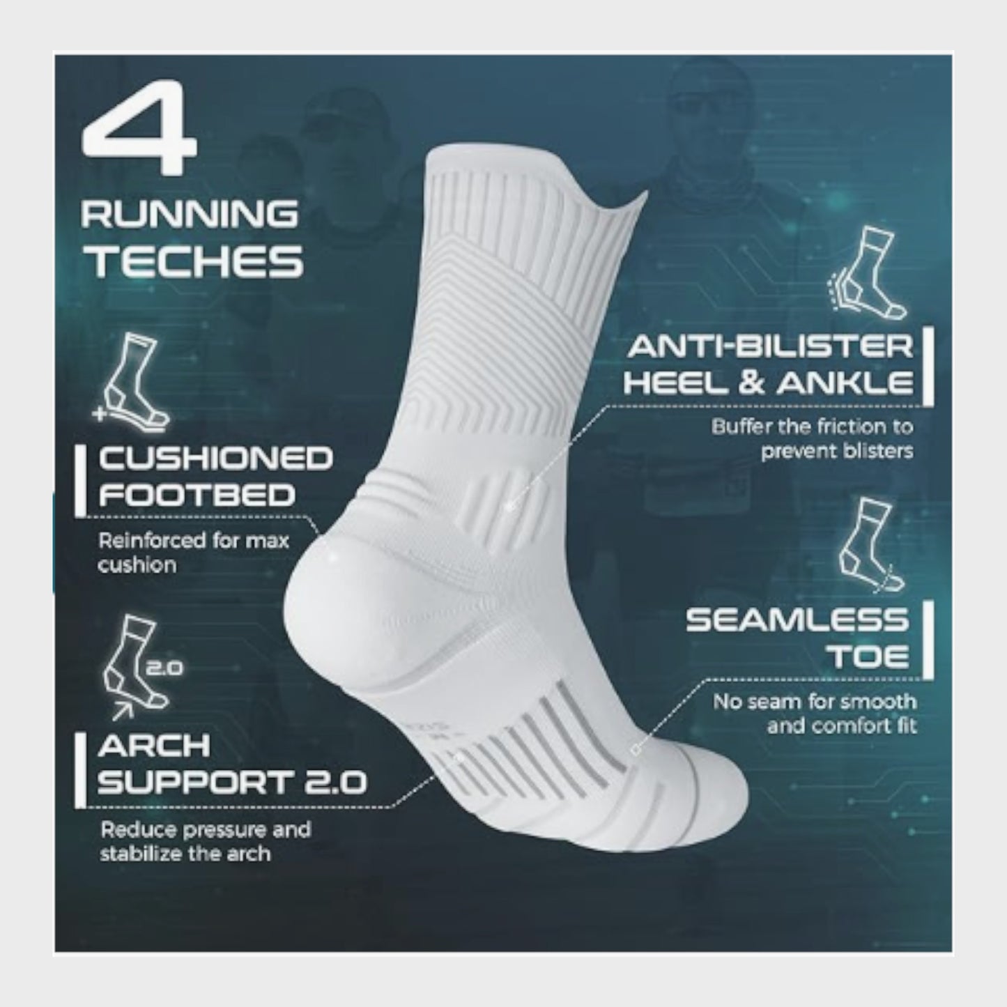 White Rahhint Coolmax Compression Socks 3 Pack