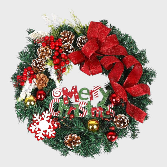 Festive 'Merry Christmas' Wreath. 17 inch