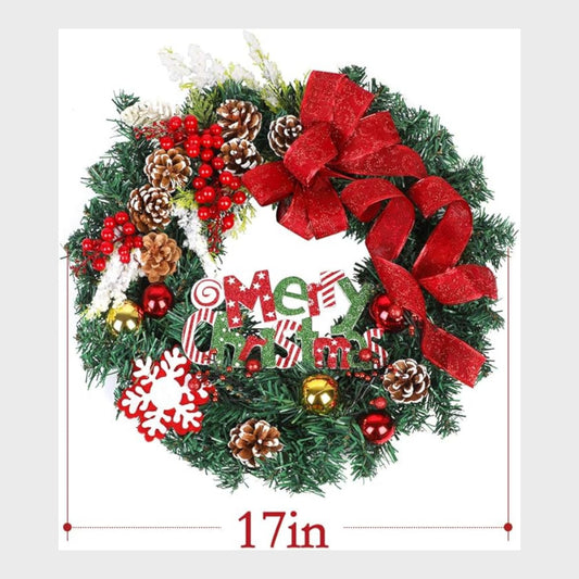 Festive 'Merry Christmas' Wreath. 17 inch